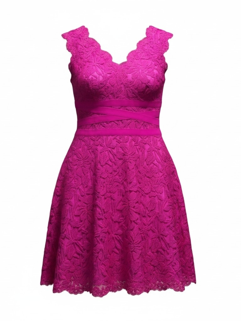 TADASHI SHOJI | NWT Embroidered Floral Lace V-Neck Cocktail Dress Lotus Pink | 6